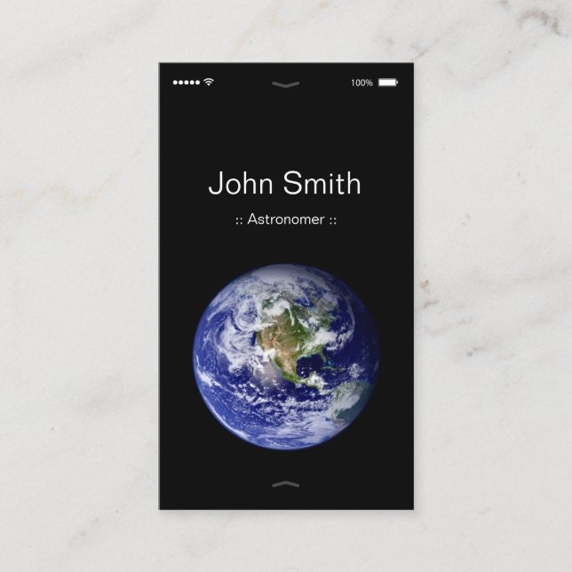 Astronomer - iPhone iOS Customizable Flat UI Style Business Card (Front)