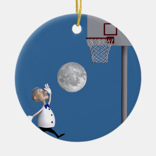 Astronomer Playing Basketball Ceramic Ornament (Front)