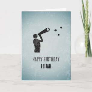Astronomer with Telescope Star-Gazing Custom Man's Card