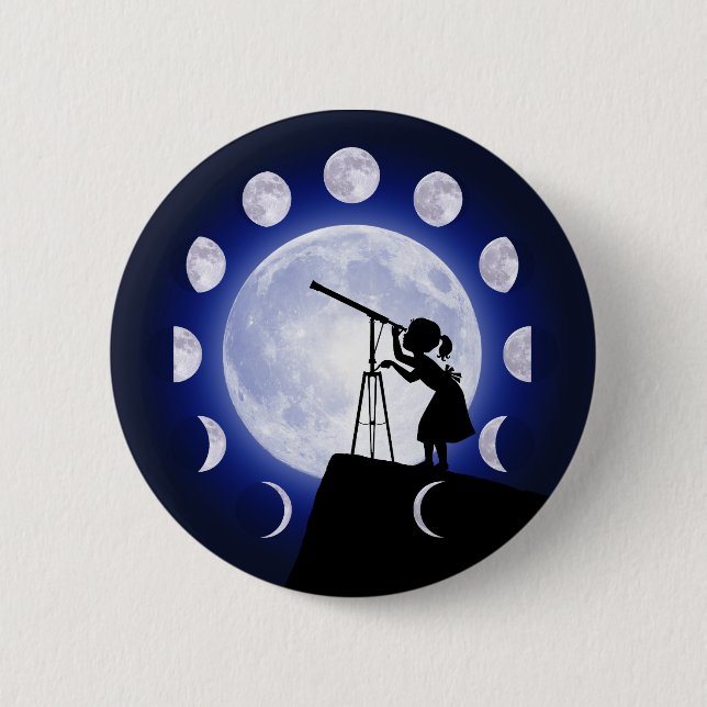 Astronomer's, Astronomy, Moon Phase 2 Inch Round Button (Front)
