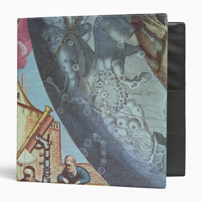 Astronomers looking through a telescope binder (Front/Inside)