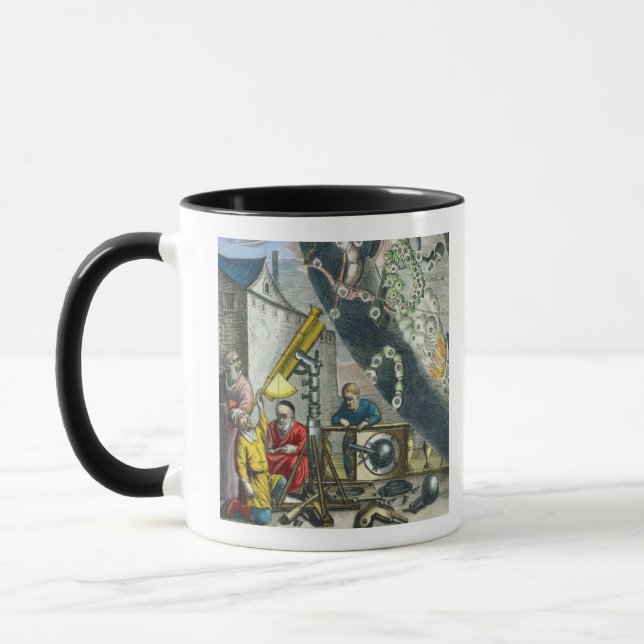 Astronomers looking through a telescope, detail fr mug (Left)