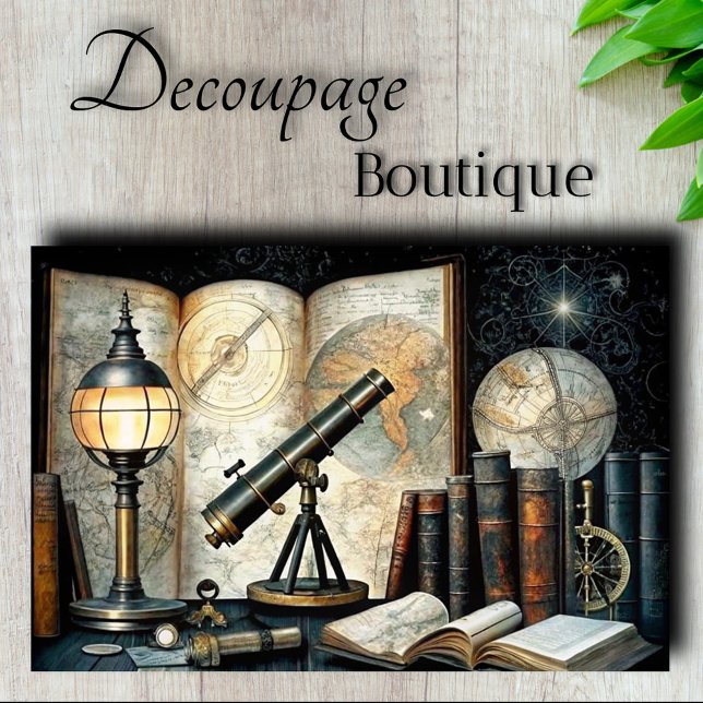 Astronomer's Study Desk Globe Telescope Decoupage Tissue Paper (Astronomer's Desk Decoupage Tissue Paper)