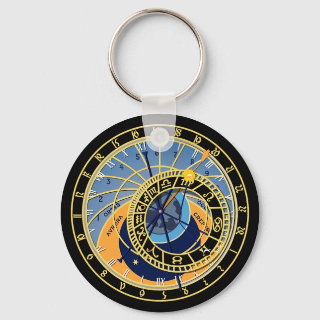 Astronomical Clock Astrology Star Constellation Keychain (Front)