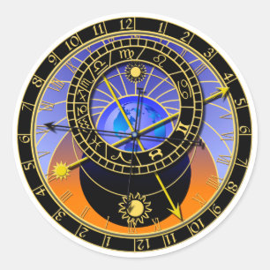 Astronomical Clock Classic Round Sticker