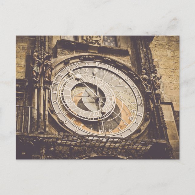 Astronomical Clock in Prague Czech Republic Postcard (Front)