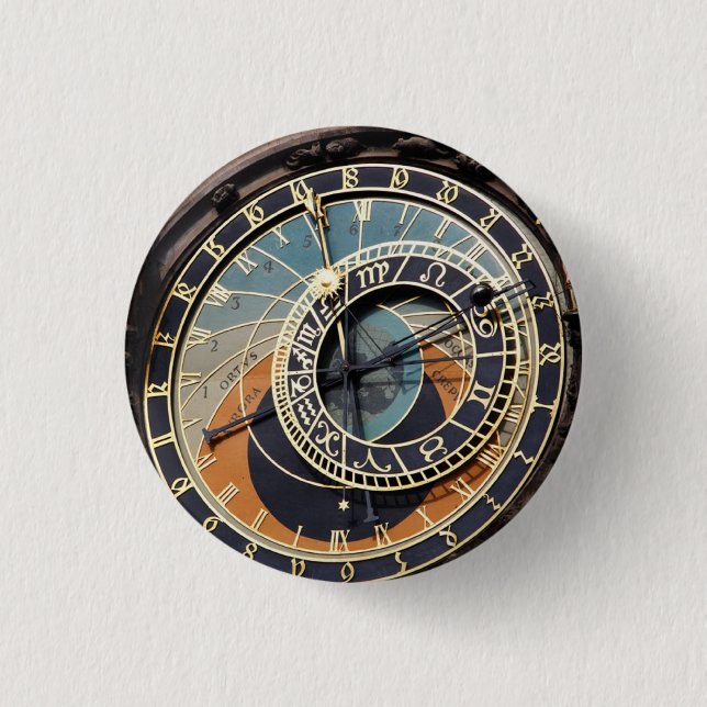 Astronomical Clock In Praque 1 Inch Round Button (Front)