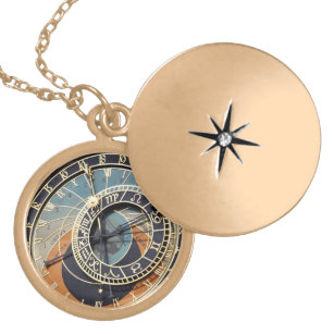 Astronomical Clock In Praque Gold Plated Necklace