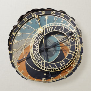 Astronomical Clock In Praque Round Pillow