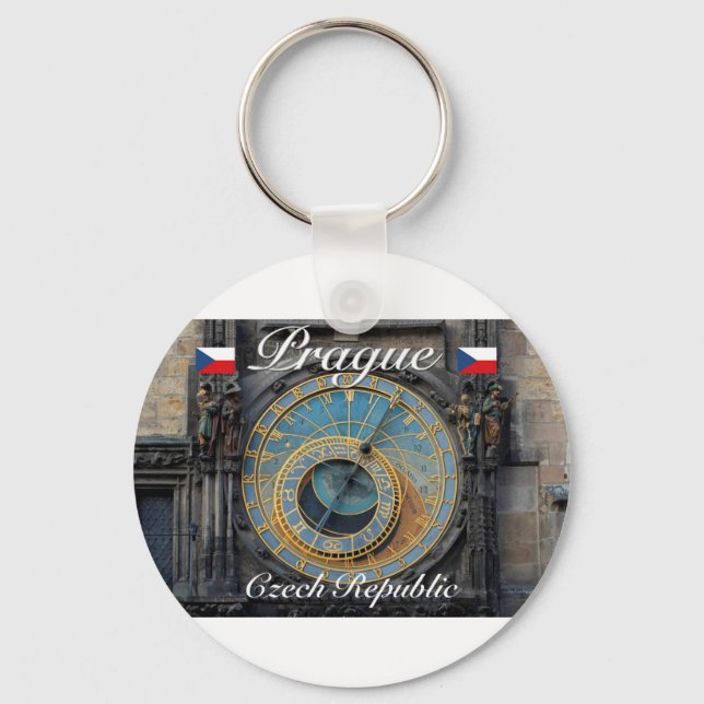 Astronomical clock Prague Orlog Czech Republic Keychain (Front)