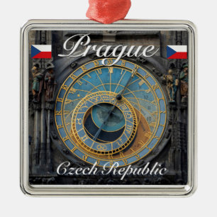 Astronomical clock Prague Orlog Czech Republic Metal Ornament