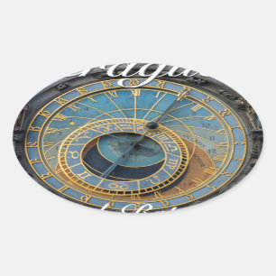 Astronomical clock Prague Orlog Czech Republic Oval Sticker