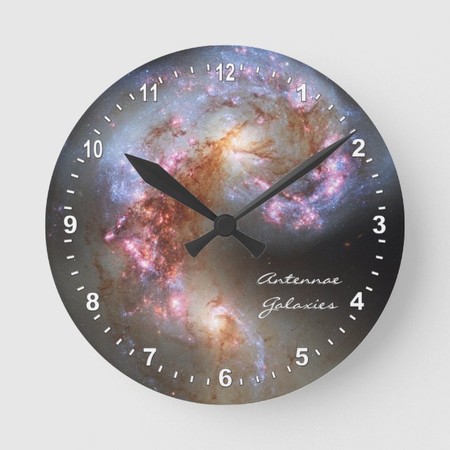 Astronomy & Antennae Galaxies Clock, Hubble Round Clock (Front)