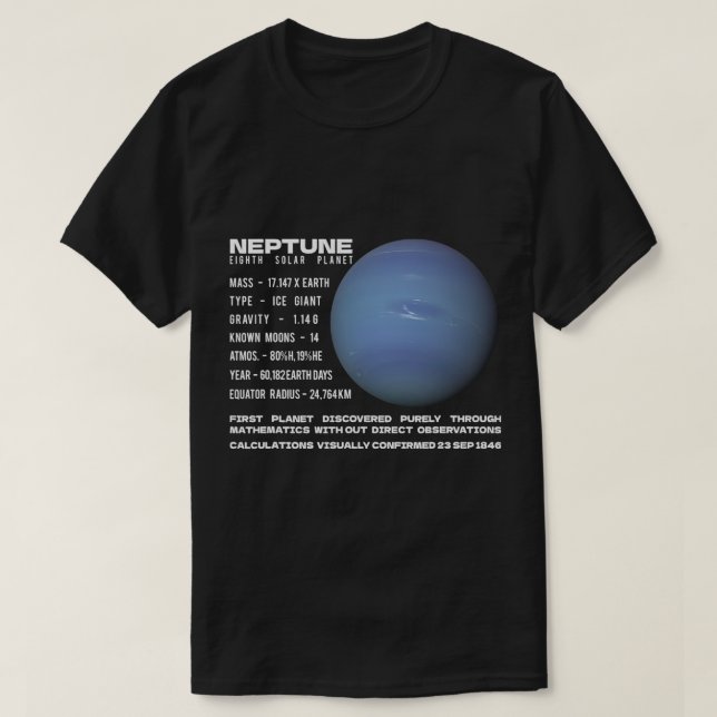 Astronomy Lover Neptune Planet Facts Space Explore T-Shirt (Design Front)