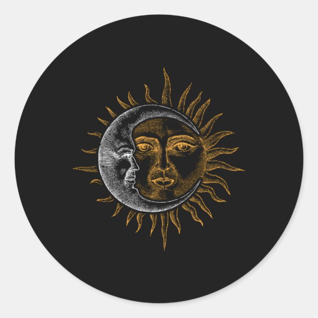 Astronomy Stars Sun Moon Planets Astronaut Classic Round Sticker (Front)
