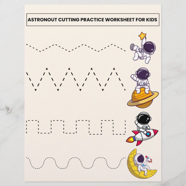 ASTRONOUT CUTTING PRACTICE WORKSHEET FOR KIDS FLYER (Front)