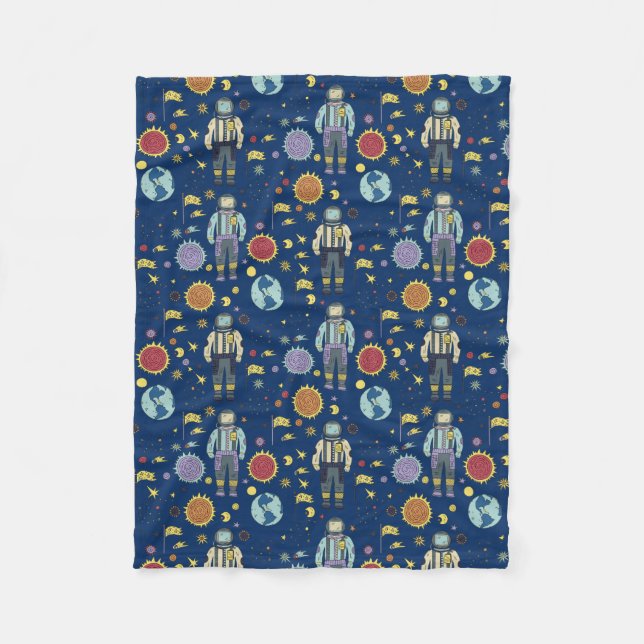 Astrounaut Space Man Colourful Fleece Blanket (Front)