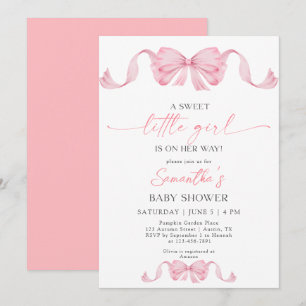 ASweet Little Girl Coquette Bow Border Baby Shower Invitation