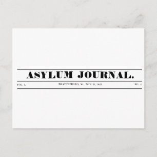 Asylum Journal 1842 Masthead Postcard