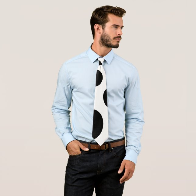 Asymetric polka dots, large circles black & white tie (In Situ)