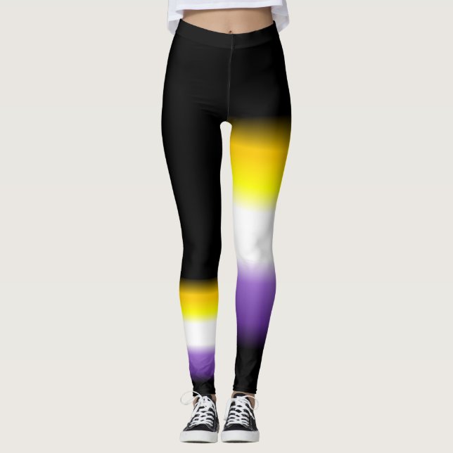 Asymmetric nonbinary pride flag leggings (Front)