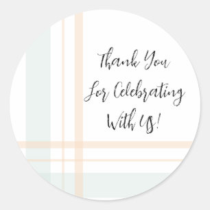 Asymmetric Plaid Pastel Green and Yellow Lines Classic Round Sticker