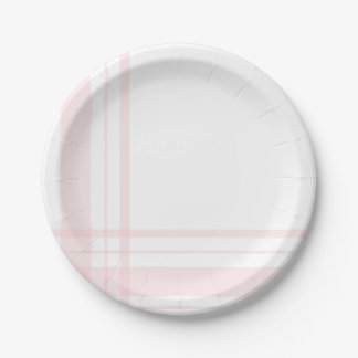 Asymmetric Plaid Pastel Pink Flannel Lines Paper Plate