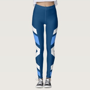 Asymmetric Side Band Blue Shades Leggings