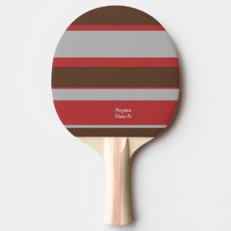 Asymmetric Stripes Horizontal Lines Gray Red Brown Ping Pong Paddle