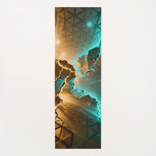 Asymmetrical lattice pulsating in ochre colour yoga mat