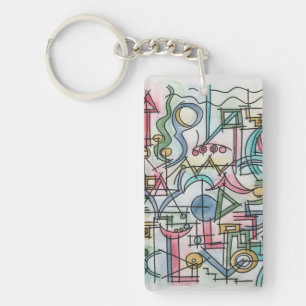 Asymmetry-Whimsical Modern Watercolor Art Keychain