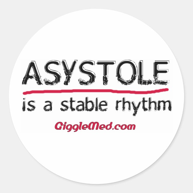 Asystole Medical Humour Stickers (Front)