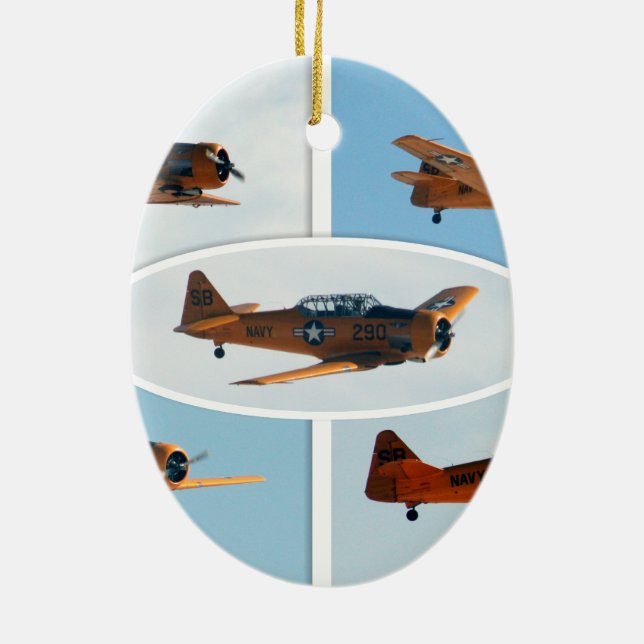 AT-6 Texan WWII  War Plane Ceramic Ornament (Back)