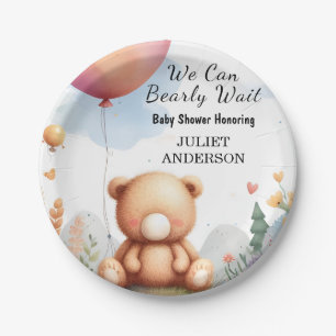 At Animal Cub Boho We Can Bearly Wait Baby Shower Paper Plate