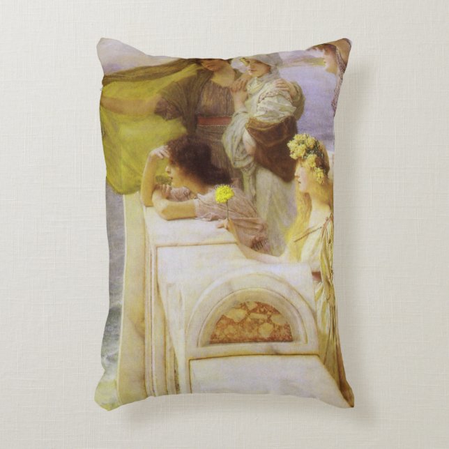 At Aphrodite's Cradle by Sir Lawrence Alma Tadema Accent Pillow (Front(Vertical))