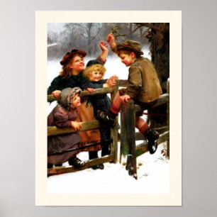 "At Bay". Vintage Christmas Art by Arthur Elsley Poster