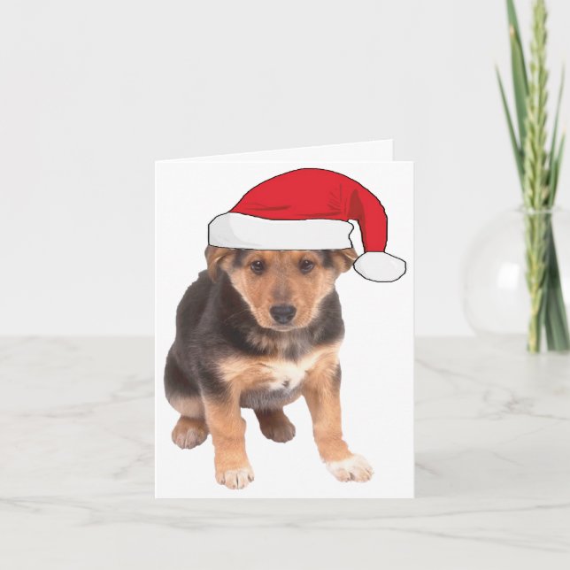 At Christmas - German Shepherd Puppy Holiday Card (Front)