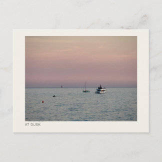 AT DUSK — Boats on a Quiet Sea Photography Postcar Postcard