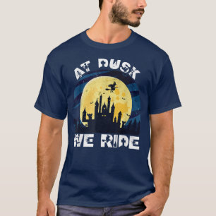 At Dusk We Ride Funny Halloween Witch Vintage Cost T-Shirt