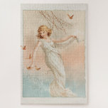 "At Easter Joy" - Vintage Print, L. Prang & Co. Jigsaw Puzzle<br><div class="desc">antique Easter illustration by L. Prang & Co,  1887
... ..chromolithograph print,  lithograph,  vintage,  retro,  old fashioned,  
elegant,  fancy,  sophisticated,  white,  pink,  blue,  soft,  muted,  pastel colors,  lady,  woman,  female,  feminine,  spring,  eclectic,  art nouveau 
pussy willow,  butterflies, </div>