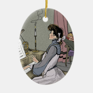 At Her Piano Ceramic Ornament