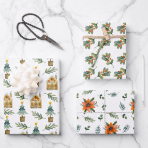 At Home Hygge Christmas Pattern Wrapping Paper Sheet