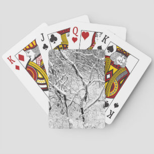 at home in snow playing cards