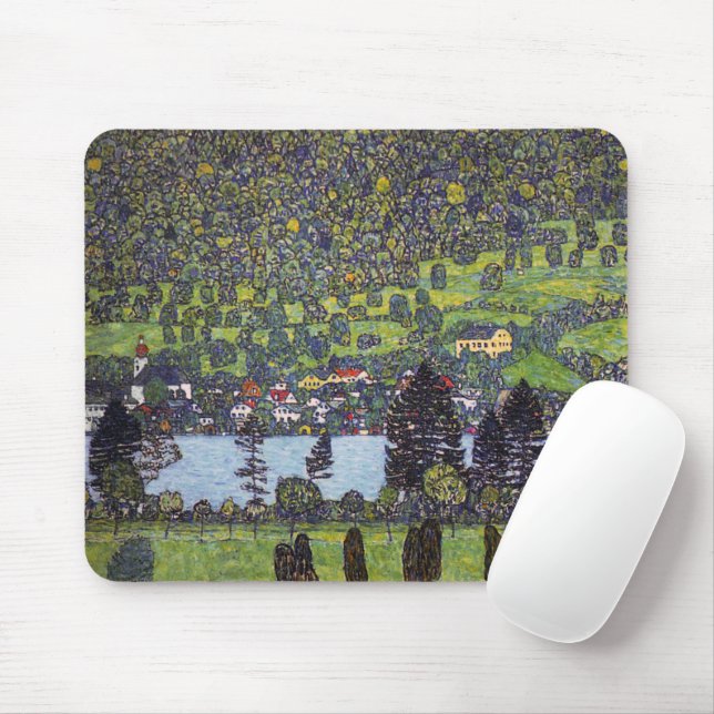 At Lake Atter, Gustav Klimt Mouse Pad (With Mouse)
