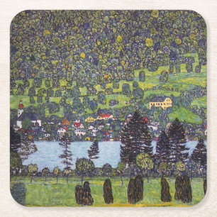 At Lake Atter, Gustav Klimt Square Paper Coaster