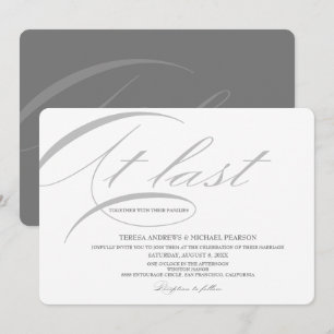 At last Calligraphy Modern Minimalist Wedding Invitation