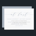 At Last Dusty Blue Minimalist Script Wedding Invitation<br><div class="desc">At last! Invite family and friends to your wedding with this customizable wedding invitation. It features the quote "At Last" in a minimalist script and classic typography for other details. Personalize this minimalist wedding invitation by adding your details. This dusty blue wedding invitation is perfect for any wedding season or...</div>