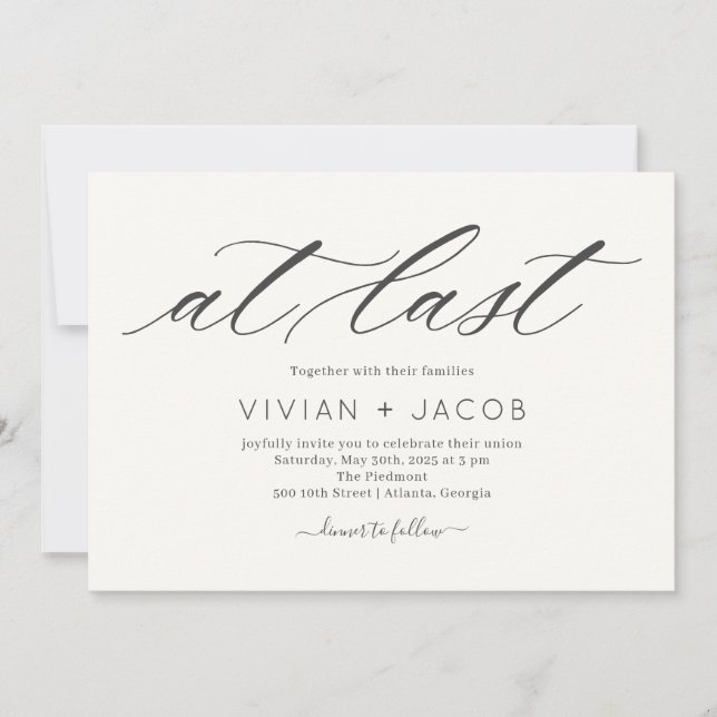 At Last EDITABLE COLOR Modern Wedding Invitation (Front)