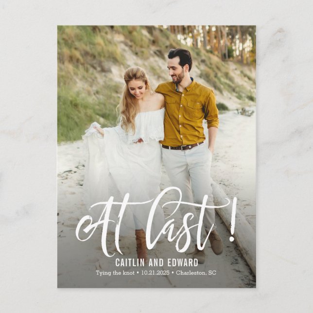At Last EDITABLE COLOR Save The Date Postcard (Front)