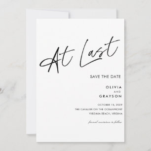 At Last Editable Modern Minimalist Save the Date